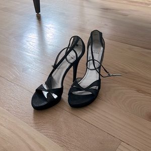 Stuart Weitzman wrap around navy shimmer heels